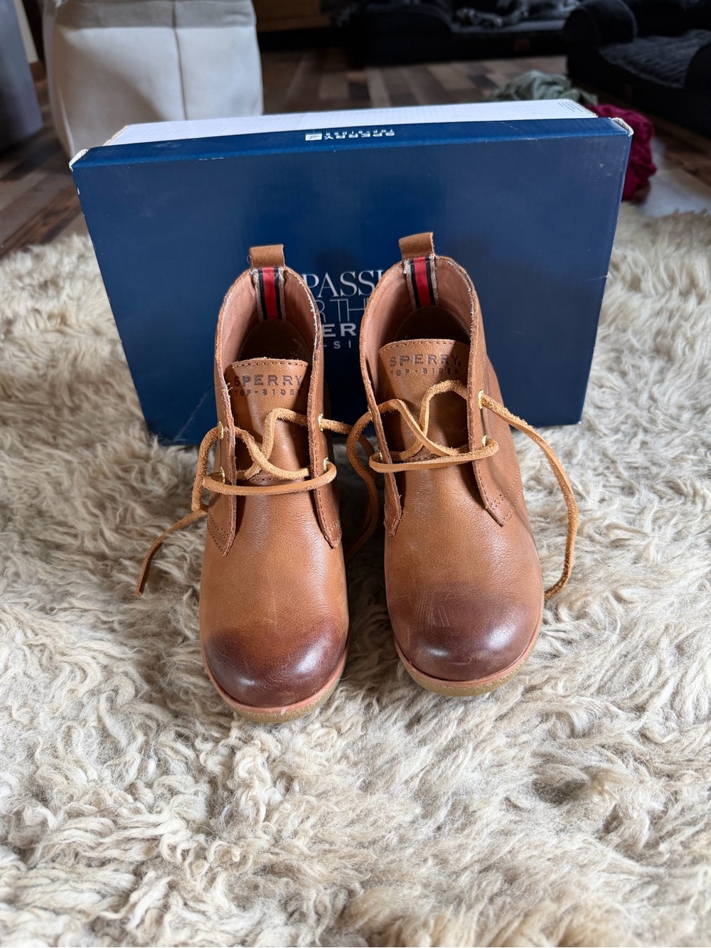 Sperry Brown Leather Lace-Up Ankle Boots